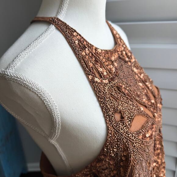 MAEVE by Anthropologie Top Size L Brown Embellished Cutwork Cross Back Tank NWT - Picture 6 of 16